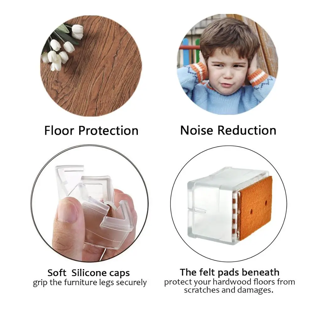 16 шт. прозрачные силиконовые чехлы для мебели ножек и стульев протекторы