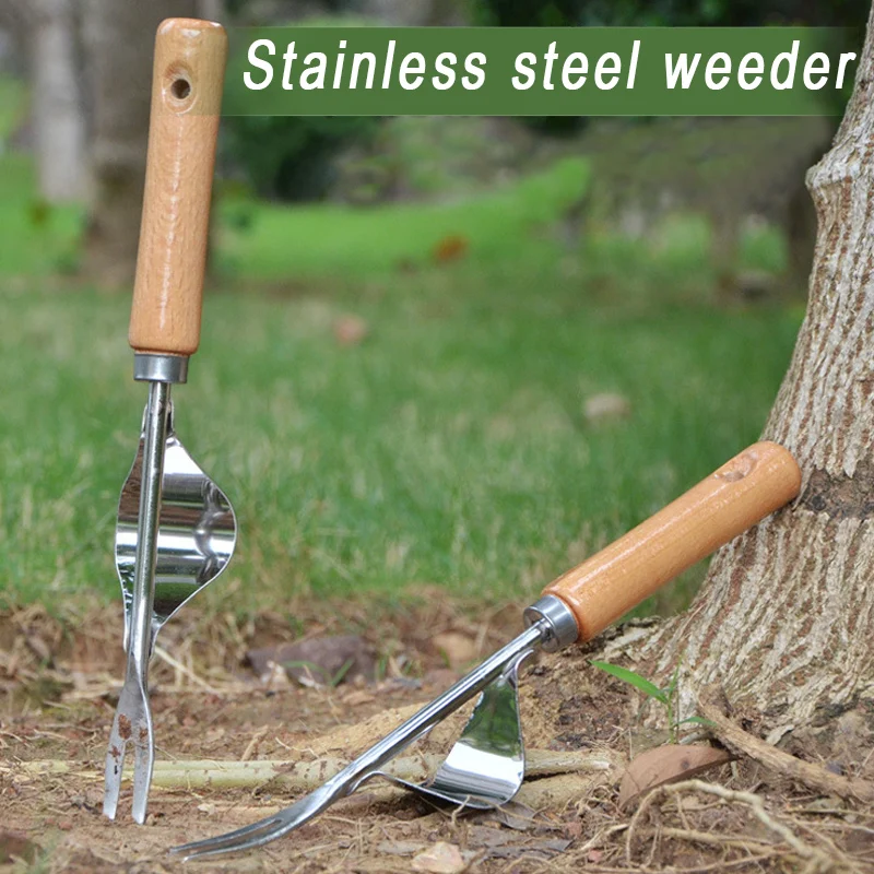 Stainless Steel Hand Weeder Weeds Digging Puller Forked Head Weeds Remove Shovel Gardening Trimming Tools PRE