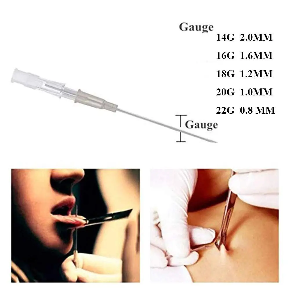 

25/50/100PCS 14G Gauge Piercing Needles I.V Catheter Sterilised Ear Nose Body Piercing Tattoo Needles Sewing Needles