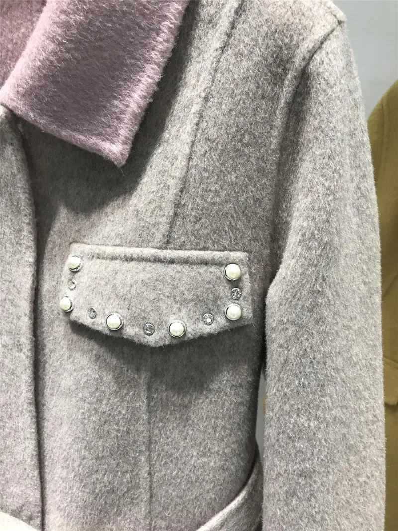 

Sale Clearance high-end double sided 100% wool coat elegant belt loose autumn winter women's long windbreaker
