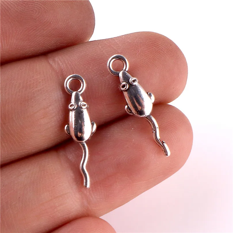 60 шт. 6*21 мм сплав подвески в виде мышонка подвеска Антик Винтаж серебро медальон