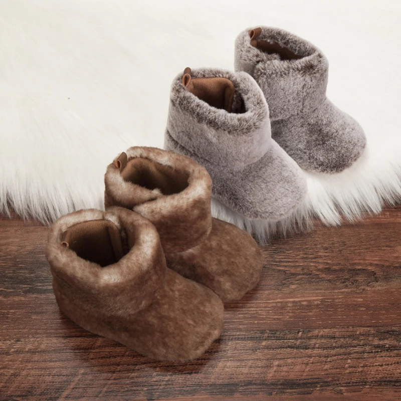 

Infant Baby Girl Boots Warm Fuzzy Snow Booties Winter Soft Sole Fluffy First Walkers Anti-Slip Newborn Toddler Prewalker 0-18M