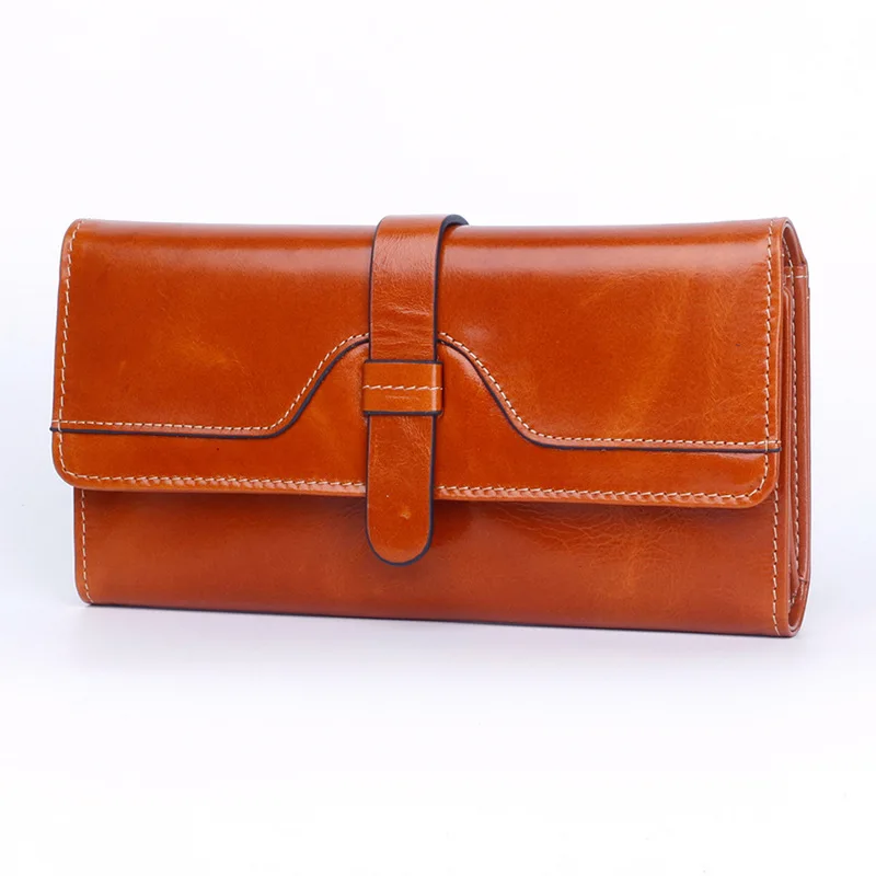 Genuine Leather Woman Hand Bag Credit Card Bag Fashion Lady Wallet Oil Wax Leather Wallet Fashion Accessories