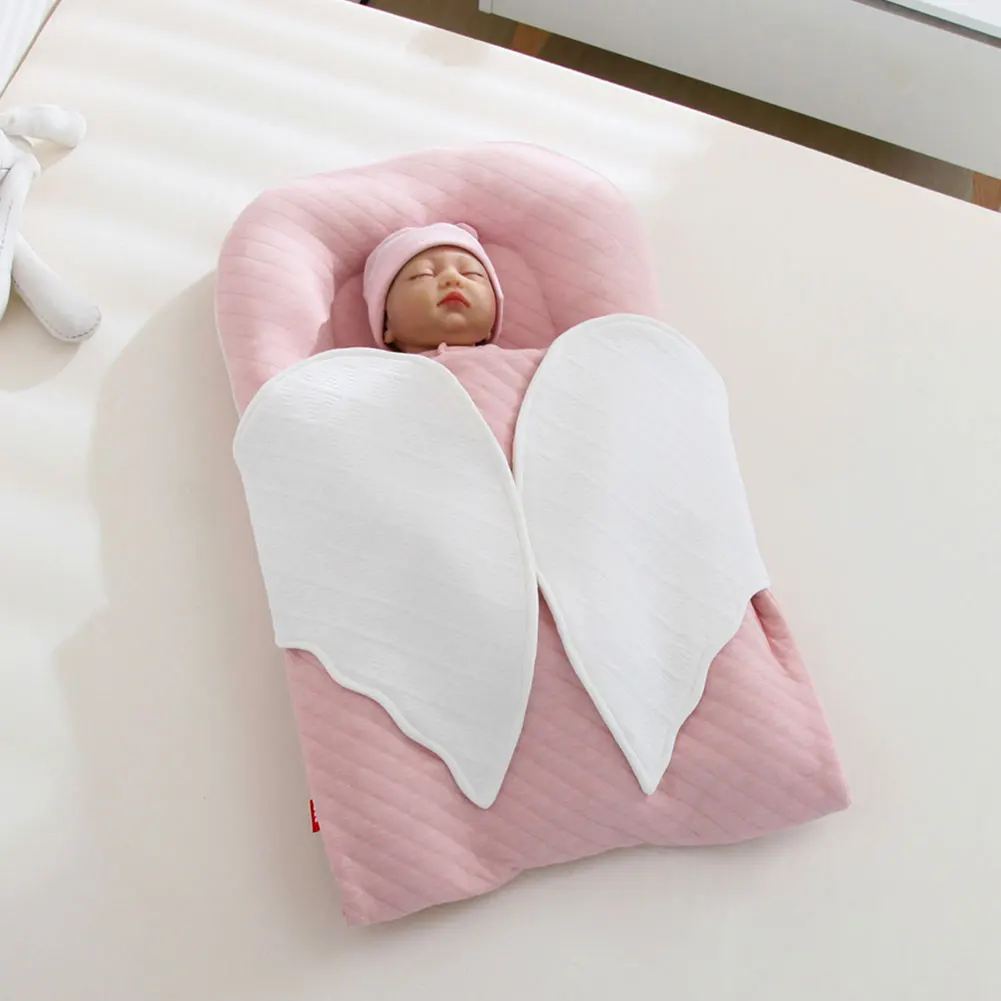 

43*115cmFoldable Knitted Wing Bed Wrapped Blanket Bag Is Portable Removable And Washable Travel Bed Crib Foldable Knitted Wings