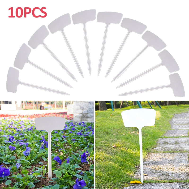 

10 Pcs High Quality T-Shape Garden Plant Tags Lable Marker Signs Stick for Flower Fruit Vegetable Seedling Home Ornaments