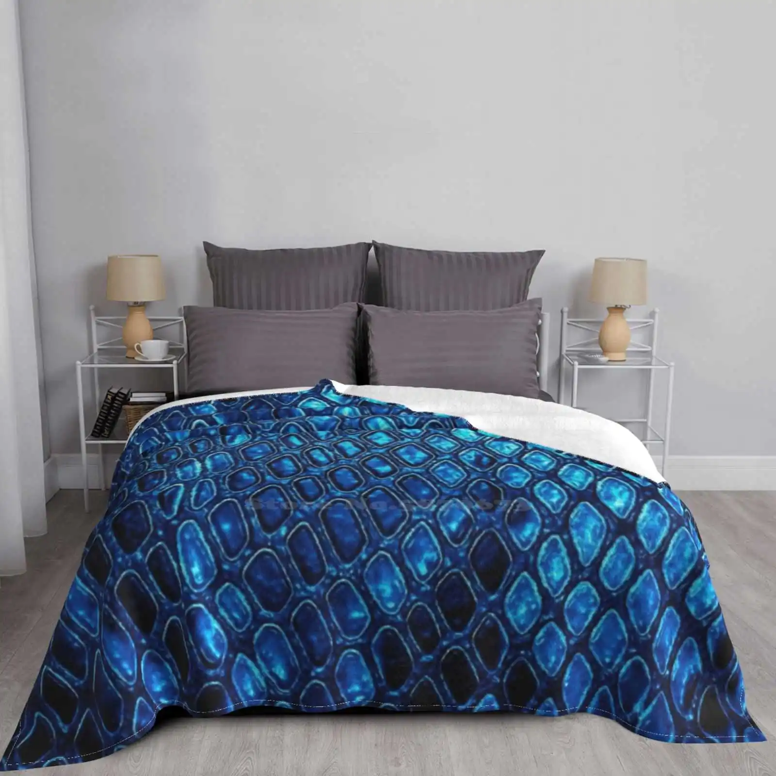 Синий питоновая кожа новая продажа на заказ печати фланелевого мягкого одеяла крокодилья темная кожа текстуры.