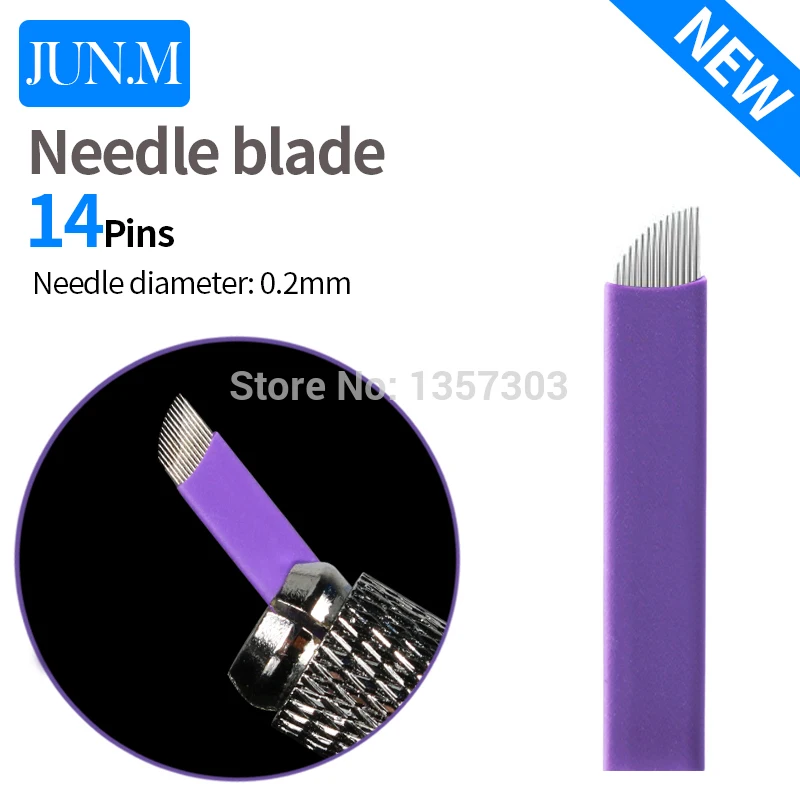 0.2mm 10pcs Tattoo Needle Accessories Permanent Makeup Sterilized Purple 14pins Super sharp Microblading Blade For Eyebrow Lip | Красота и