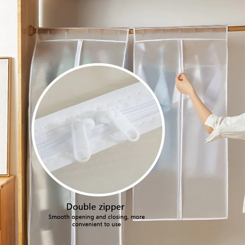 

PEVA Ziplock Clothes Dust Cover Translucent Wardrobe Garment Storage Bags For Shirts Pants Coats Hanging Home Family Organizer