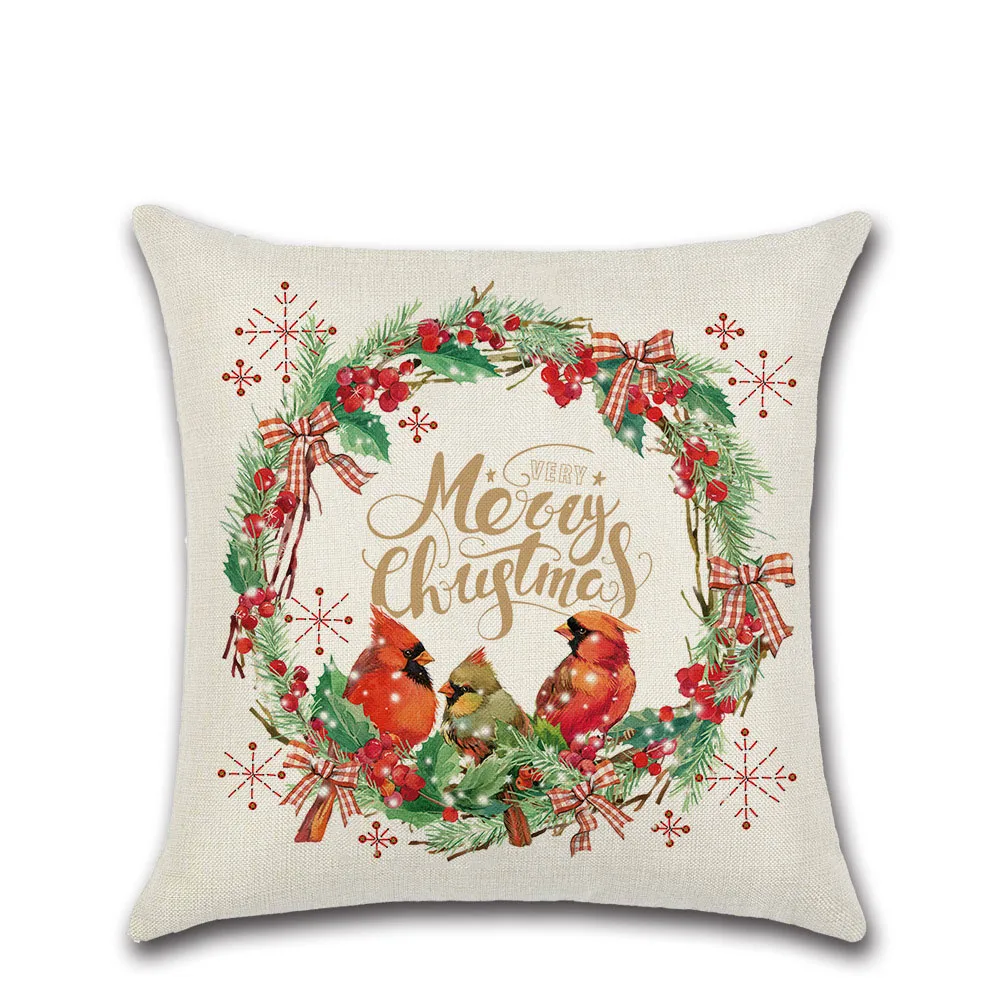 Мультяшный Рождественский льняной чехол для подушки декоративный снеговик