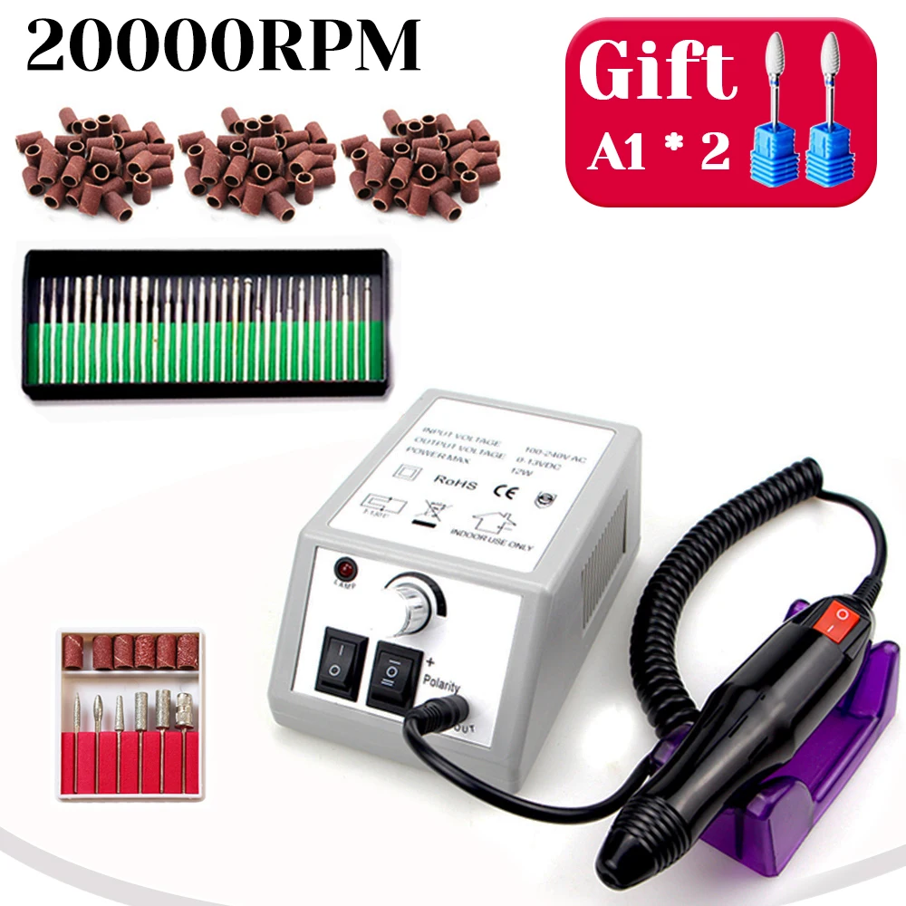 

Nail Drill Machine Nail File Electric Gift Suit Nail Tools 20000RPM Polishing Equipment Nail Accessories Set with Sanding Bands