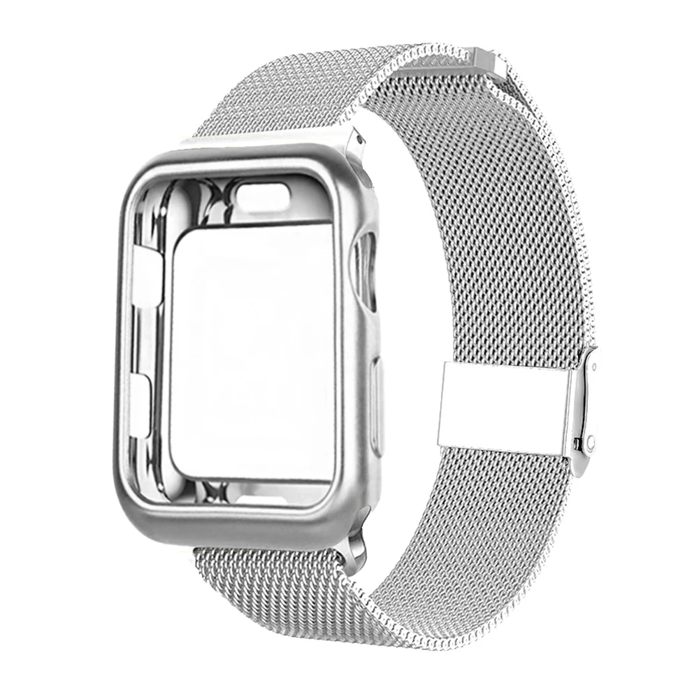 

Milanese Loop Bracelet Stainless Steel band + case For Apple Watch series 123 42mm 38mm strap for iwatch 4 5 40mm 44mm watchband