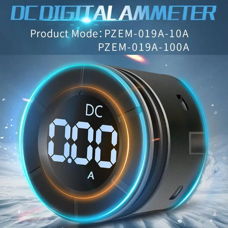 

DC 5-12V Round LCD Display Digital Ampermeter Ammeter Car Amp Panel Meter Current Meter PZEM-019A with 100A Shunt