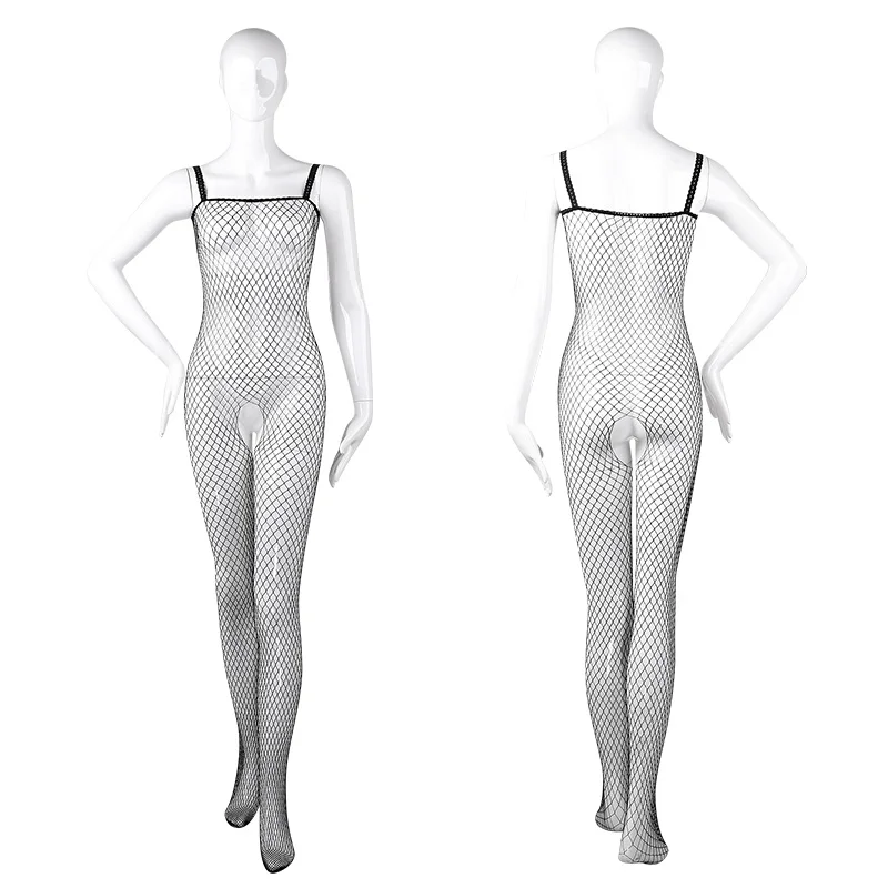 

PEIRESA 2021brand Design Sexy Lingerie Women Sexy Perspective Temptation Open File Free Suspenders Net Body Stockings Stockings