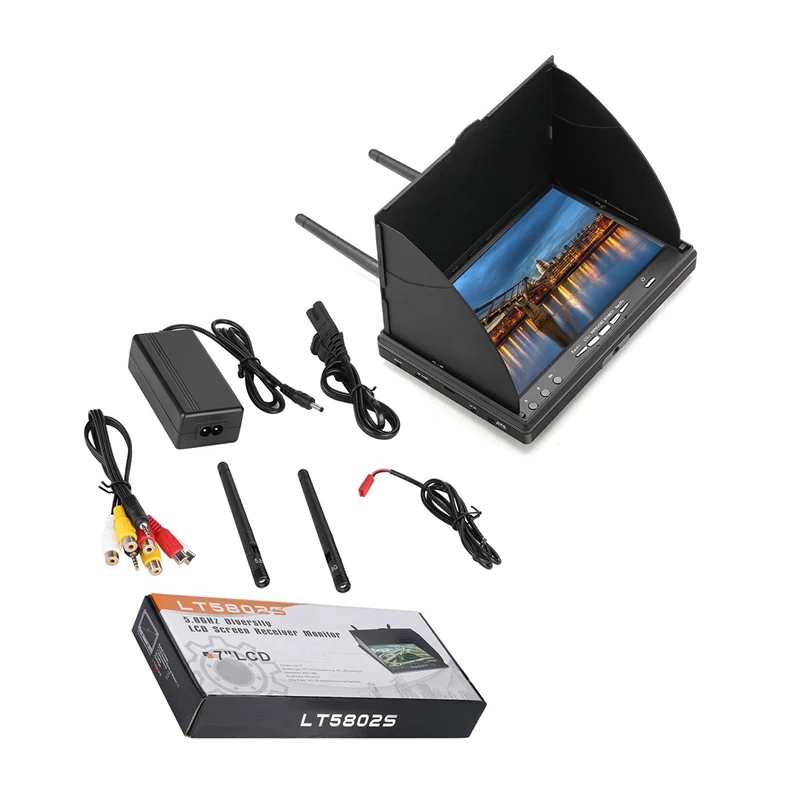 Uk Plug 7 дюймов Dvr Fpv ЖК-монитор 5 8G 40Ch разнообразие приемник встроенный аккумулятор
