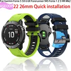 Браслеты для умных часов, аксессуары для Garmin Fenix 5S 5 5X Plus 1 2 3 HR 6X Pro 6 6S S60 MK1, быстросъемный силиконовый спортивный ремешок