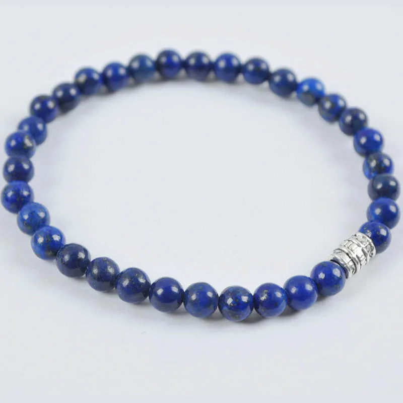 6 мм Сердолик/Howlite/Песчаник/Малахит/тигровый глаз/Пикассо/Mookaite/картина камень шарик браслет из тибетского серебра стрейч-бижутерия - Окраска металла: Lapis