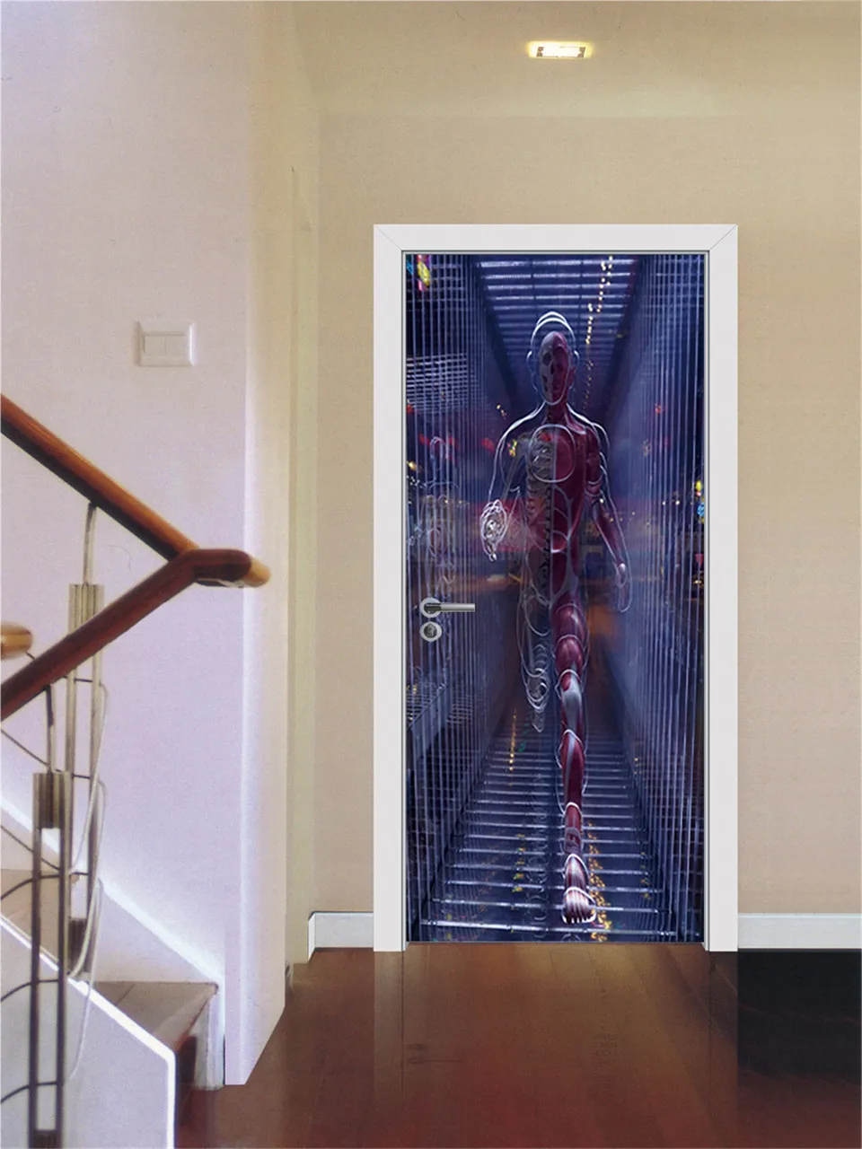 3D дверная наклейка с имитацией трехмерного пространства ПВХ самоклеящаяся