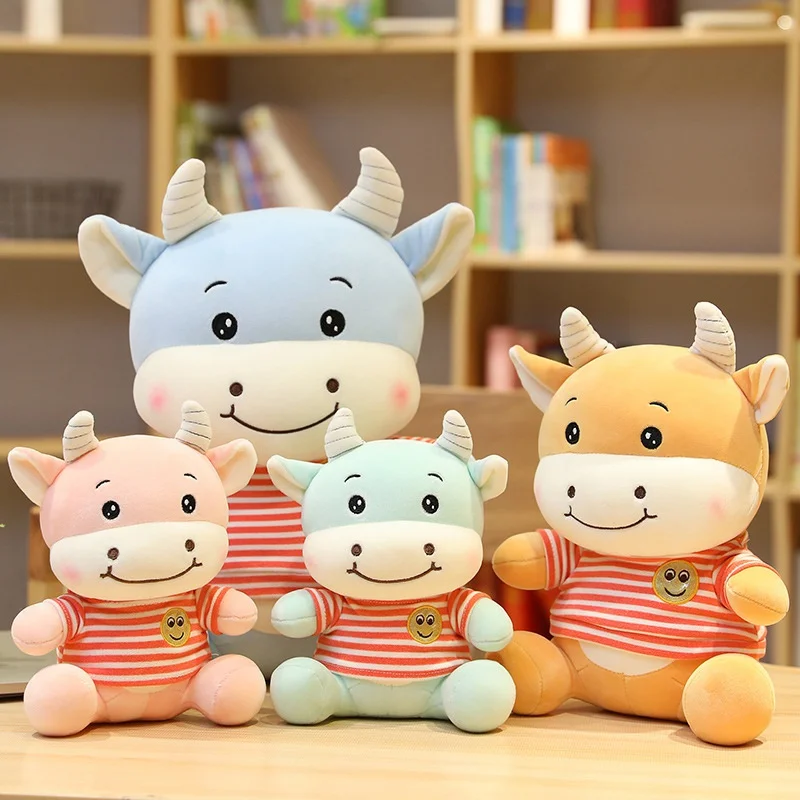 

25cm-58cm Soft Smile Milk Cow Plush Down Cotton Toy Stuffed Cartoon Animal Cattle Doll Home Decor Kids Girls Boys Birthday Gift