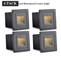 4pcs waterproof cornerdeckrecessed step lights 3w ac85 220v led stairs step night light indooroutdoor wall lighting rf118