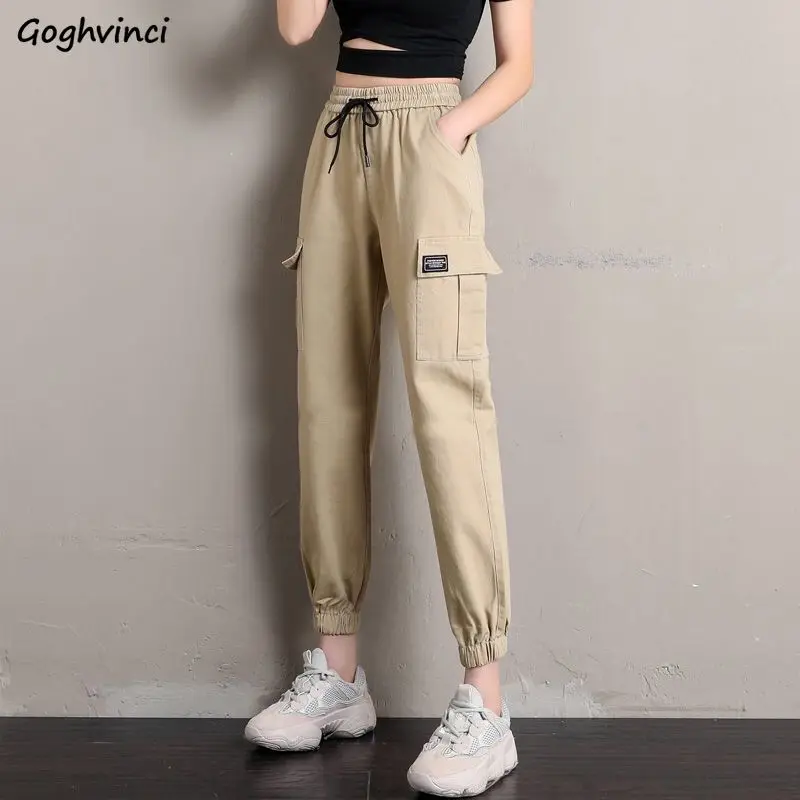 

Casual Pants Women High Waist Harem Drawstring Pocket Summer Womens Ulzzang Harajuku Solid Thickening Fashion Streetwear Loose