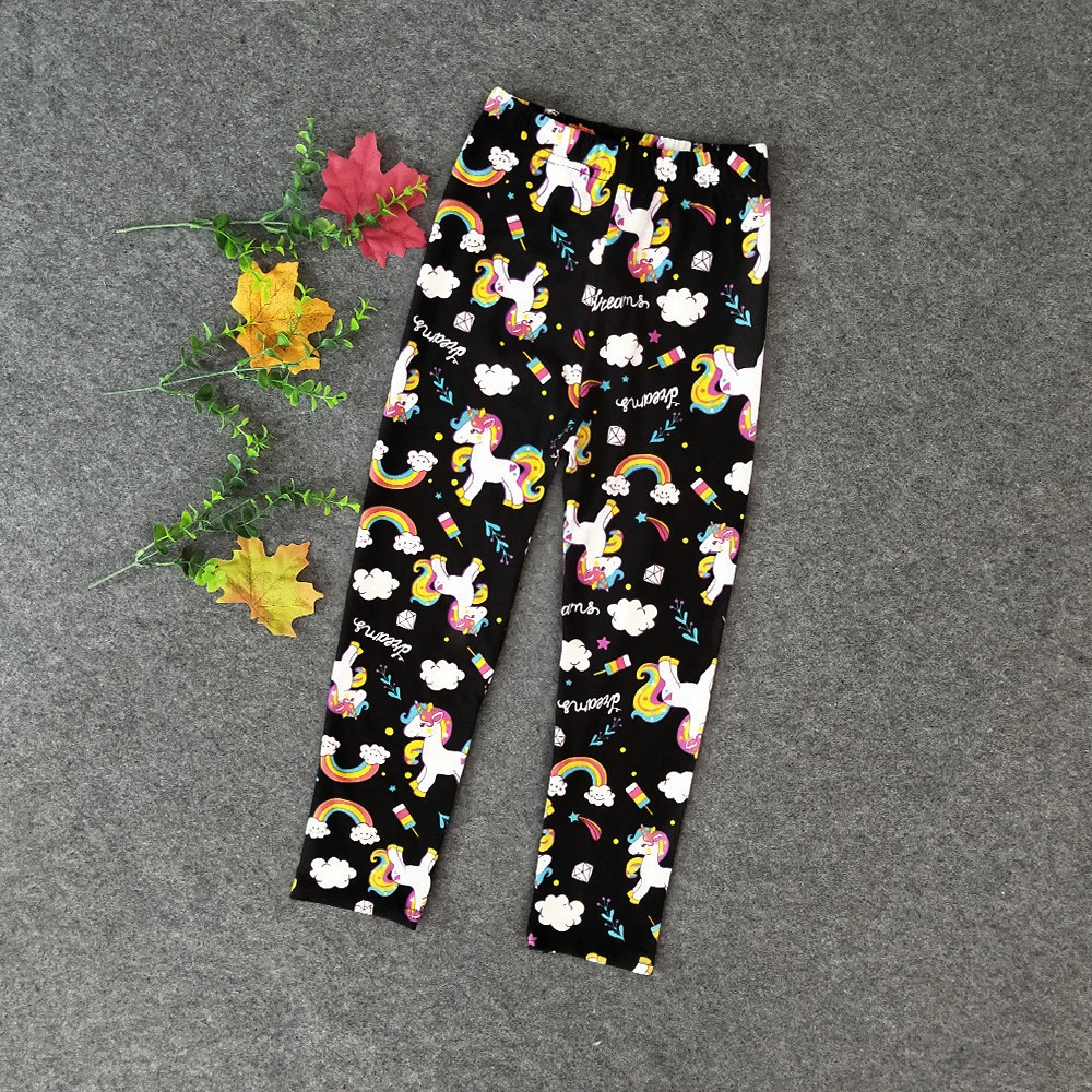 Leggings con estampado de unicornio para ni&ntilde;os, pantalones de algod&oacute;n con estampado Floral, 10 a&ntilde;os, Primavera-2