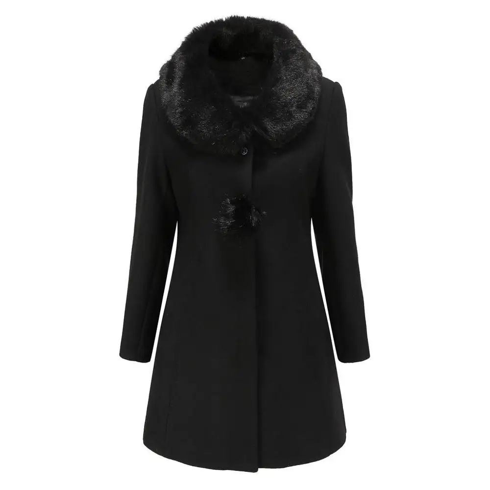 

Cashmere Woolen Women Coat Winter Vintage Warm Solid Fur Collar Long Wool Coat Manteau Femme Abrigos Mujer Plaszcze Damskie