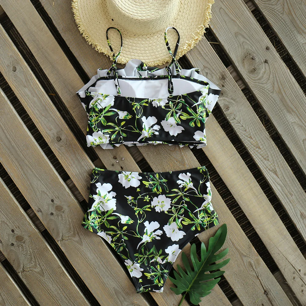 Комплект бикини с высокой талией новинка 2020 сексуальный купальник принтом
