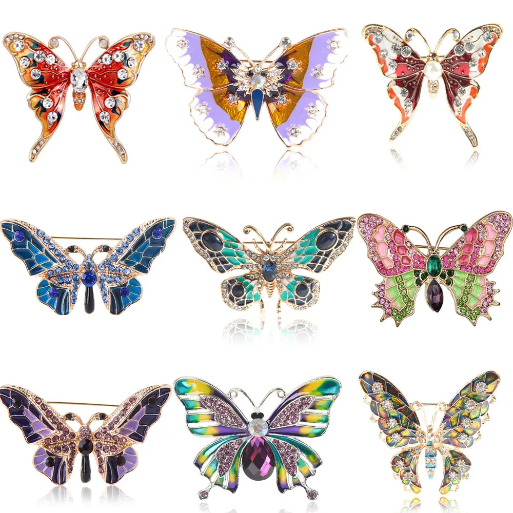 Женская Винтажная брошь в форме бабочки с кристаллами|Броши| |