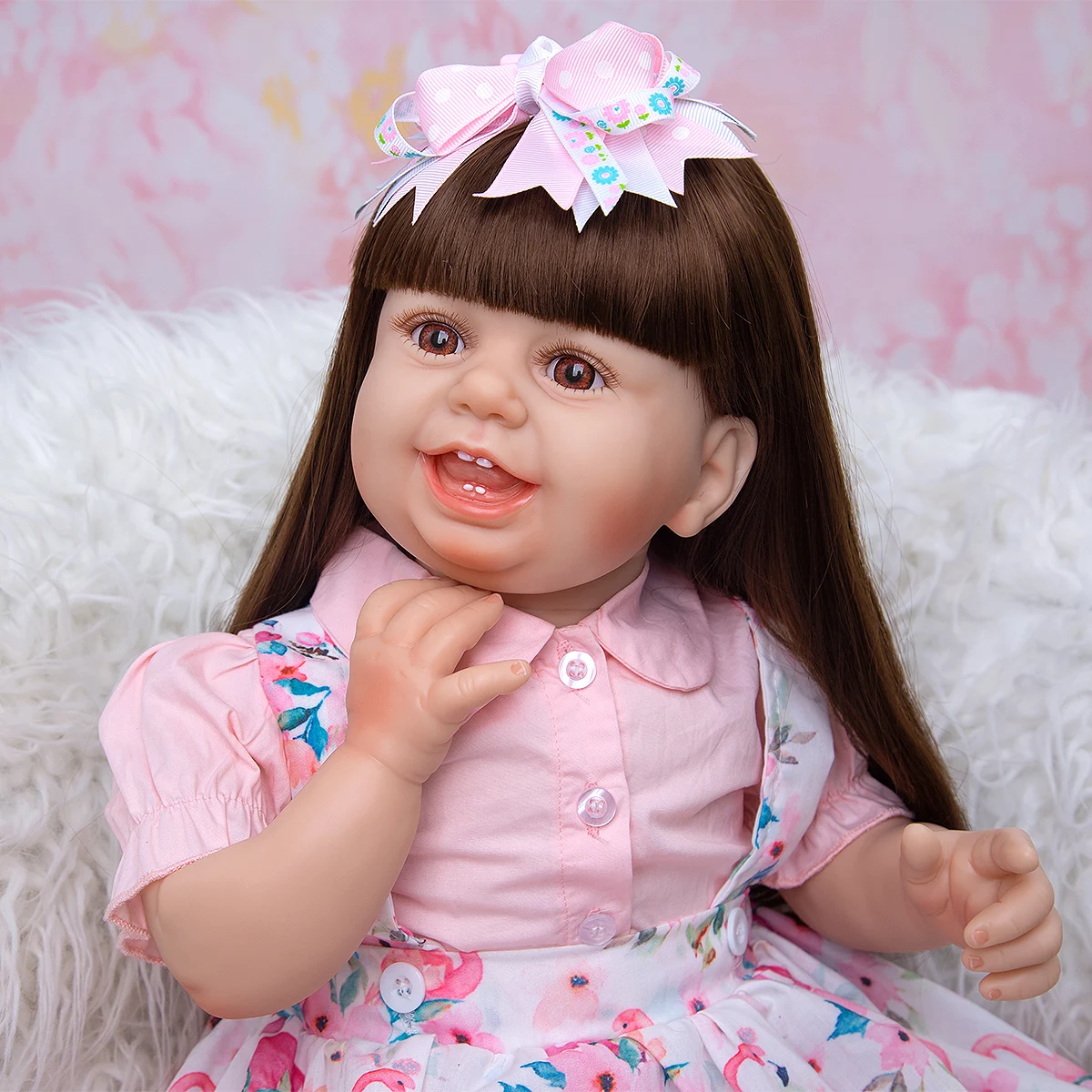 

KEUIMI 68 CM Happy Smile Reborn Baby Gilr Dolls LIfelike Cloth Body Newborn Toddler Doll Toys Birthday Gift For Children