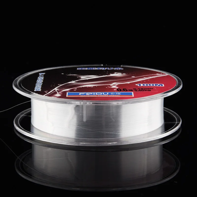 Суперпрочная рыболовная леска 100 м 100% нейлоновая прозрачная не фторуглеродная