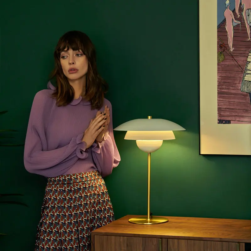 Классическая настольная лампа теплый белый цвет для гостиной белый/зеленый