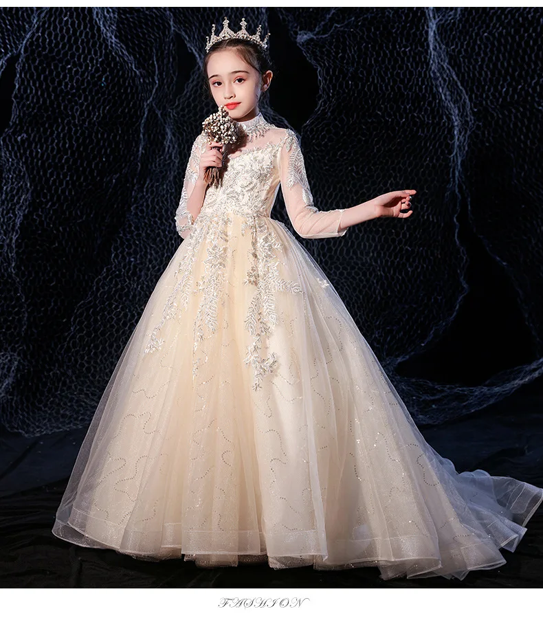 

Детское свадебное платье, платье подружки невесты с блестками, детское элегантное платье-русалка, одежда для выпускного вечера, платье для ...