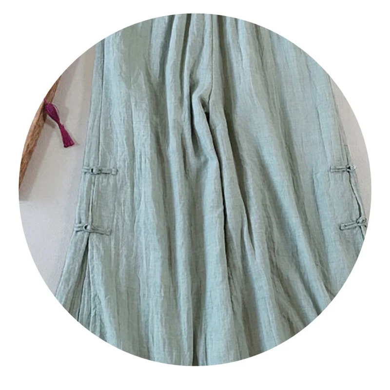 

Classic Chinese Retro Embroidery Hanfu Top Women Fall Spring Clothes Casual Loose Cotton Linen Tea Clothing Wide Leg Pants Suit