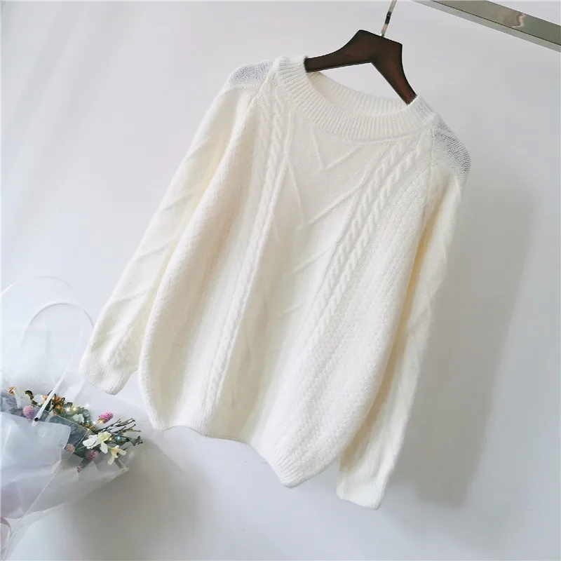 Осенние женские свитера 2019 повседневные тонкие пуловеры с круглым вырезом и