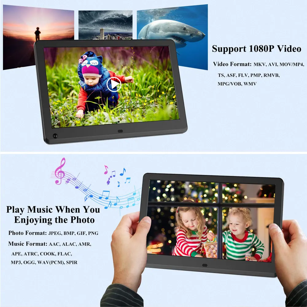 Светодиодный HD экран 12 дюймов с подсветкой цифровая фоторамка 1920*1080 электронный