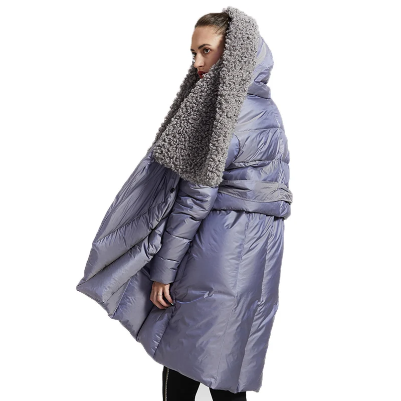 2019 зимний свободный пуховик брендовый имитирующий пляжный шерстяной плащ с