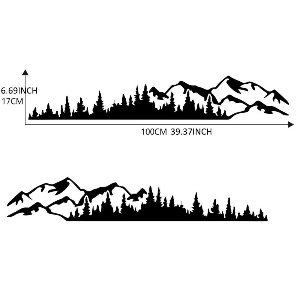 

Mountain Tree Forest Patterned Long Stripe Vinyl Stickers for Truck Window Bumper Car Door Decor Sports Car Body Sticker 2pcs