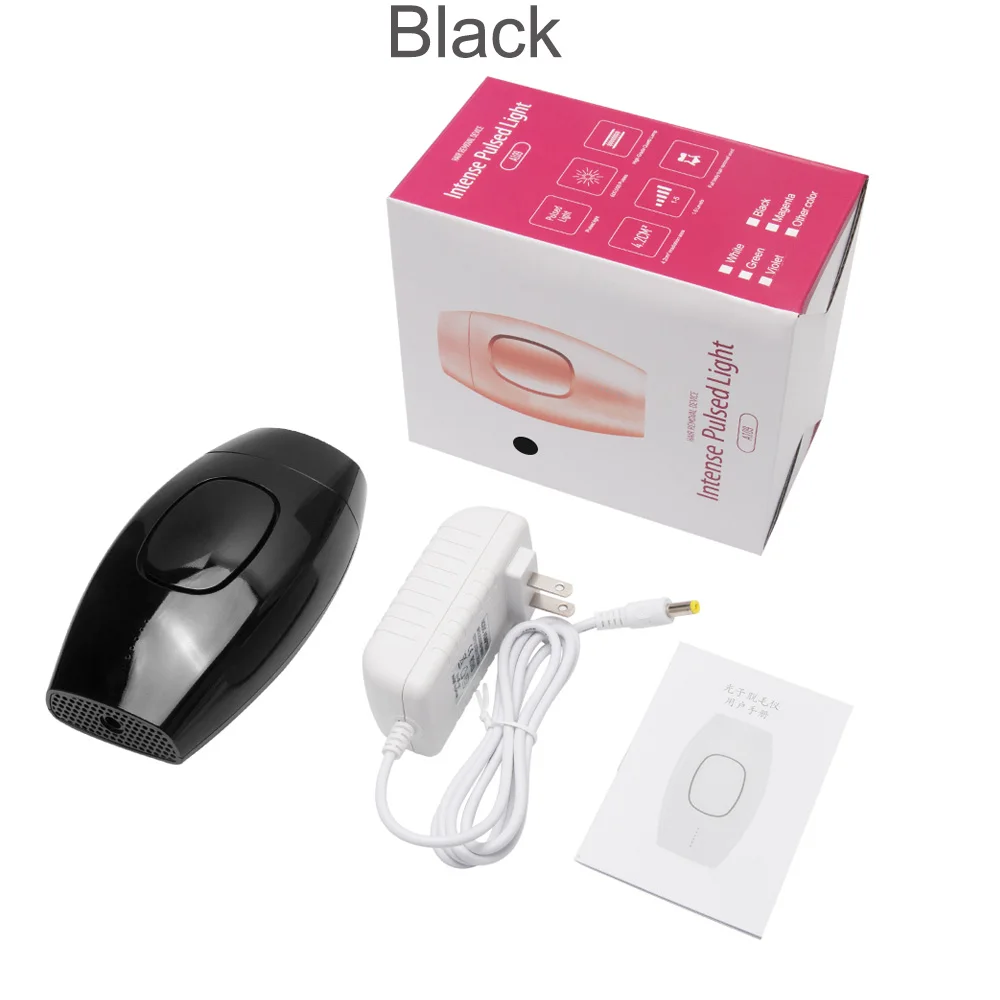 Black with box 600000 профессиональный Перманентный IPL эпилятор для женщин, безболезненное лазерное удаление волос, удаление волос на лице, фотоэпилятор - Цвет: Black with box