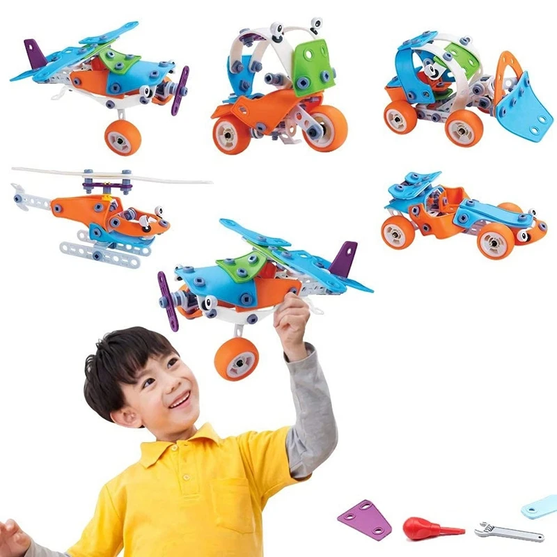 

132PCS STEM Learning Toys 5-In-1 Building Projects Set for 6-12+ Year Kids Disassembly Assembly Nut Toy Engineering Gift