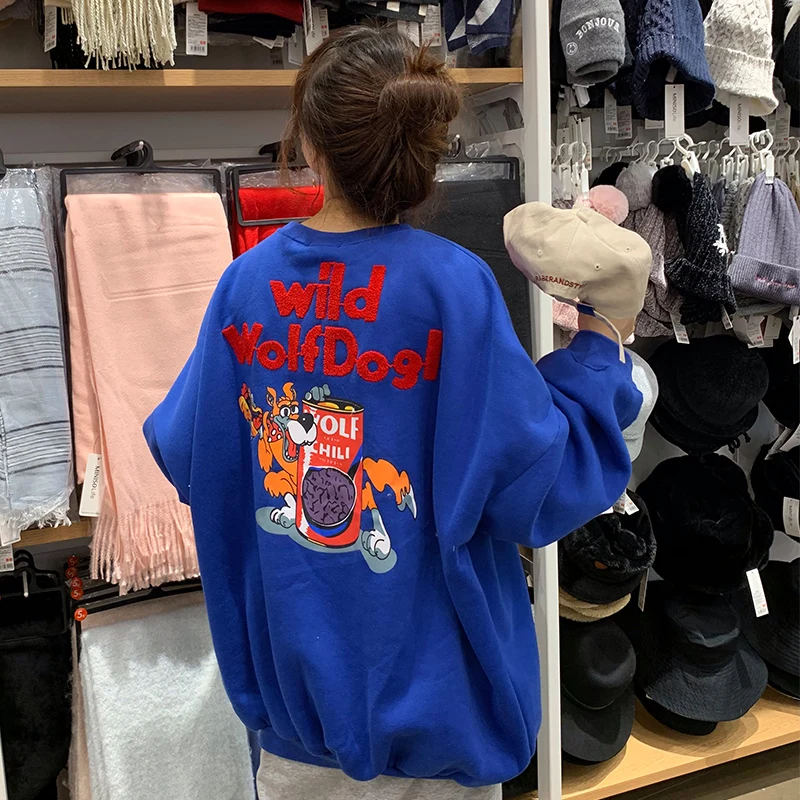 Женская толстовка с капюшоном универсальный Модный пуловер принтом в Корейском