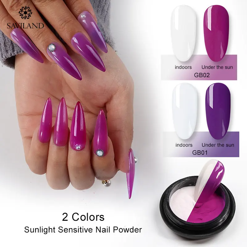 SAVILAND новейший солнцезащитный Хамелеон порошок для ногтей Летний стиль изменение