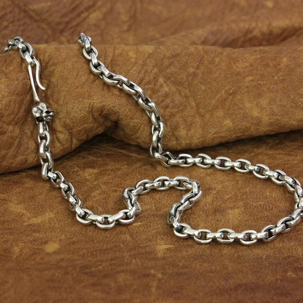 Женская простая цепь Серебряное мужское байкерское ожерелье в стиле панк рок
