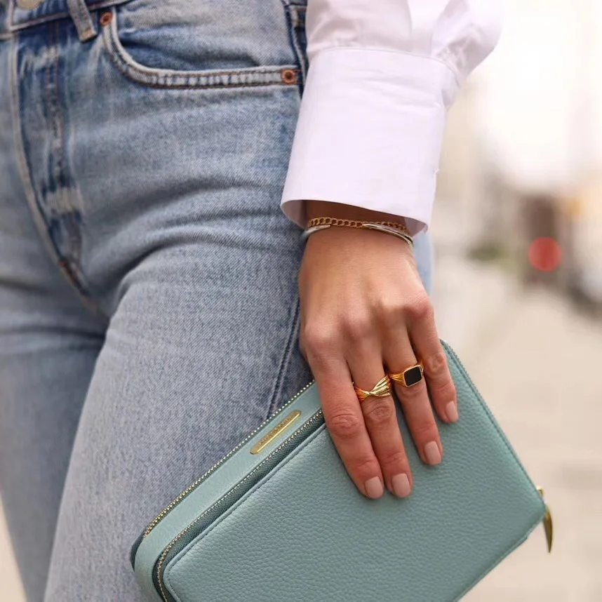 

Titanium With 18K Wave Solid Statement Rings Punk Party Designer T show Club Cocktail Party Ins Rare Elegance Japan Korean