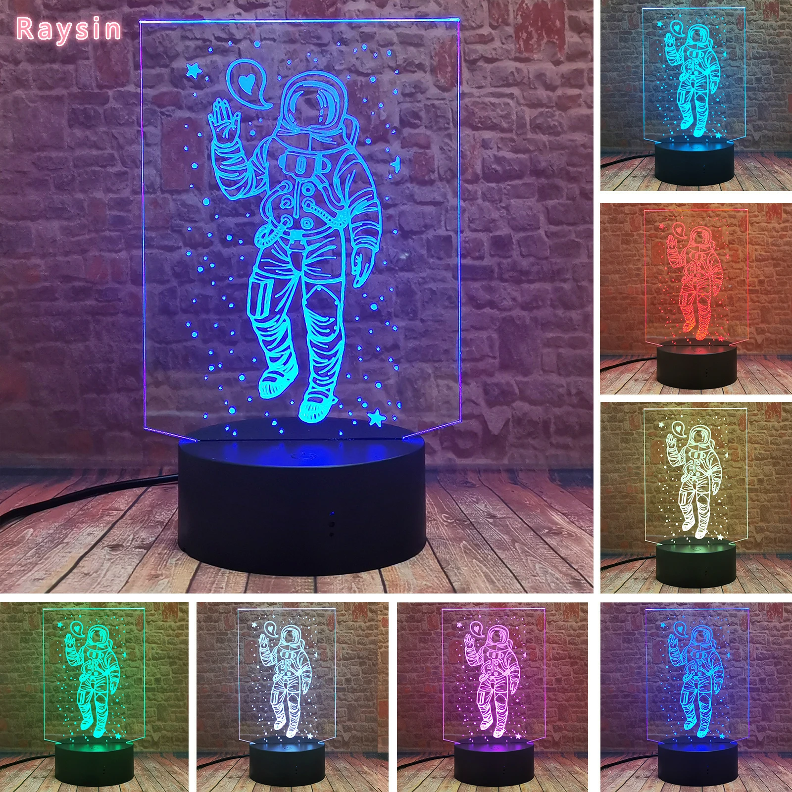 

Space Man Kids 3D Night Light Optical Astronaut Illusion Lamp with 7 Colors Change Great Idea for Boys and Girls Outer Space Fan
