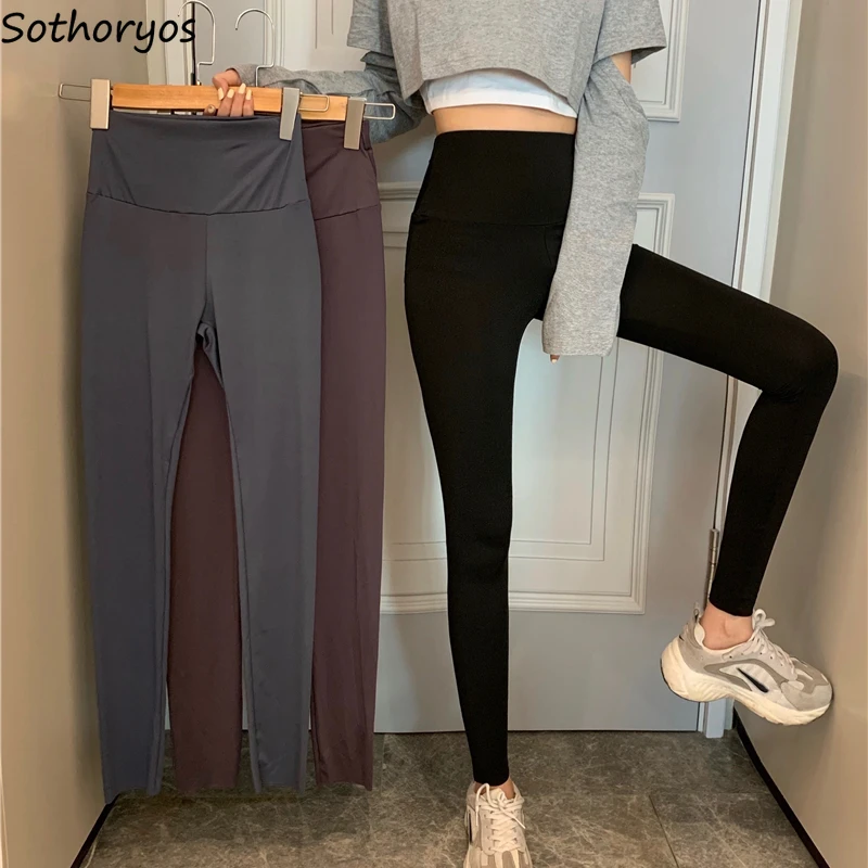 

Leggings Women Solid Skinny Fashion Casual Cool Chic Ankle-length Slim High Waist Stretchy ThickeningWarm Streetwear All-match