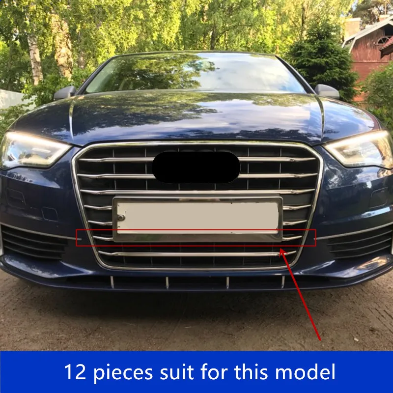 CNORICARC для Audi A3 седан автомобиля Передняя решетка воздуха крышка отделка полосы внешние аксессуары 12 шт. нержавеющая сталь украшения блесток