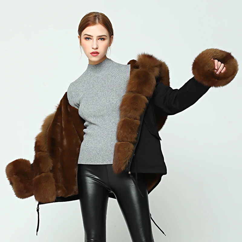 OFTBUY, парка, зимняя куртка для женщин, большой натуральный Лисий мех, воротник, теплая Толстая парка, верхняя одежда, зимнее пальто, женское меховое пальто