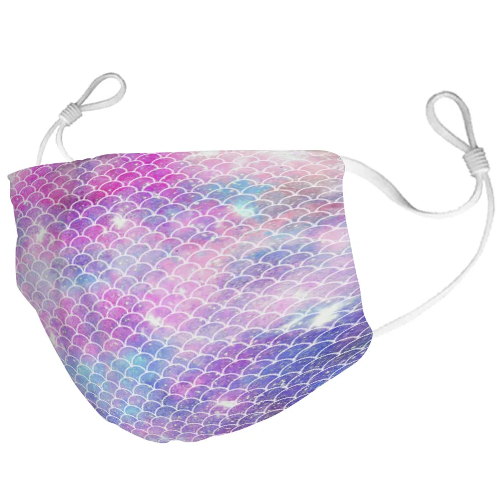Красивая маска для лица с разноцветным принтом в виде чешуи русалки