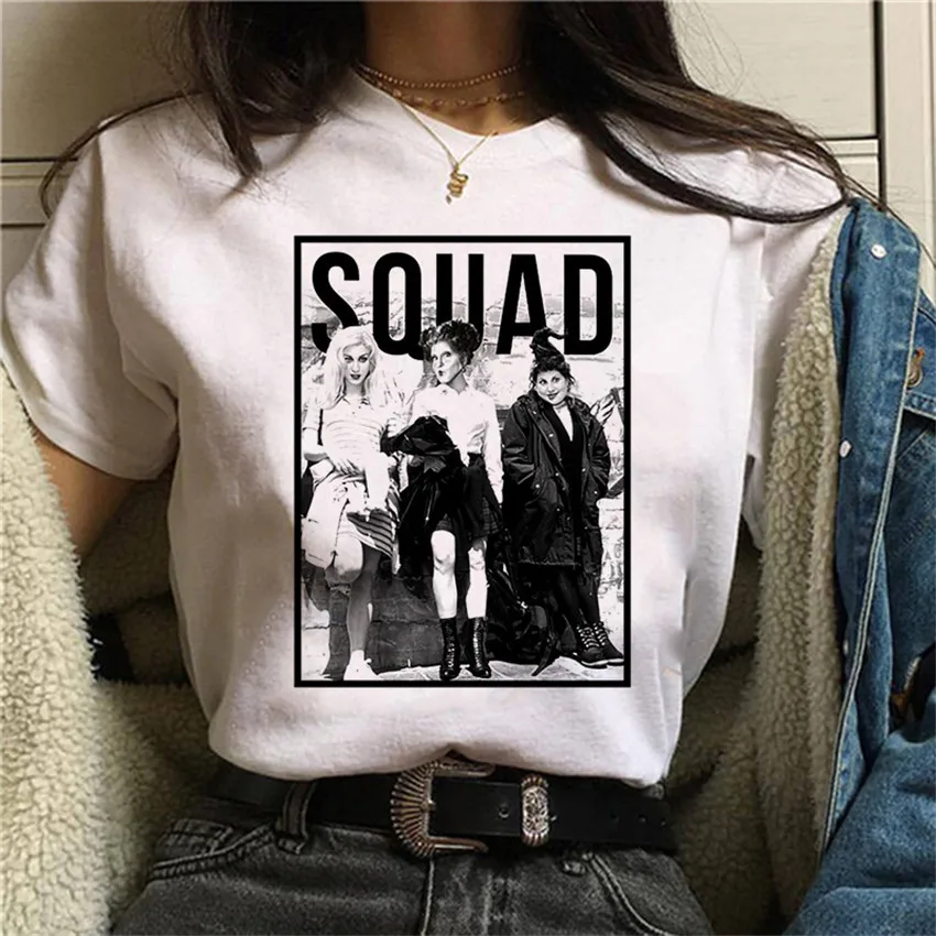 Hocus Pocus Shirt Halloween Day Tee shirt female Squad Design T women Short Sleeve Plus Size Women Clothes | Женская одежда