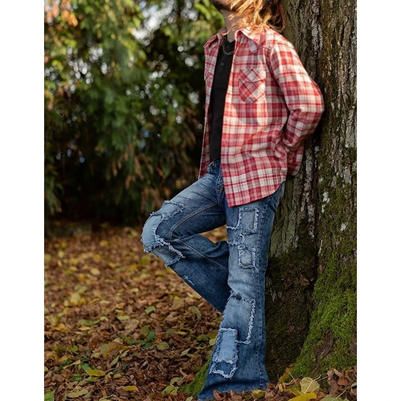 Джинсы мужские прямые рваные винтажные брюки с завышенной талией джинсовые